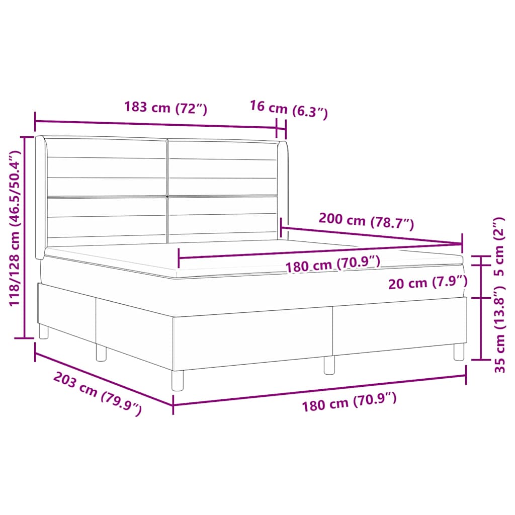 vidaXL Łóżko sprężynowe z materacem Jasnoszary 180 x 200 cm tkanina
