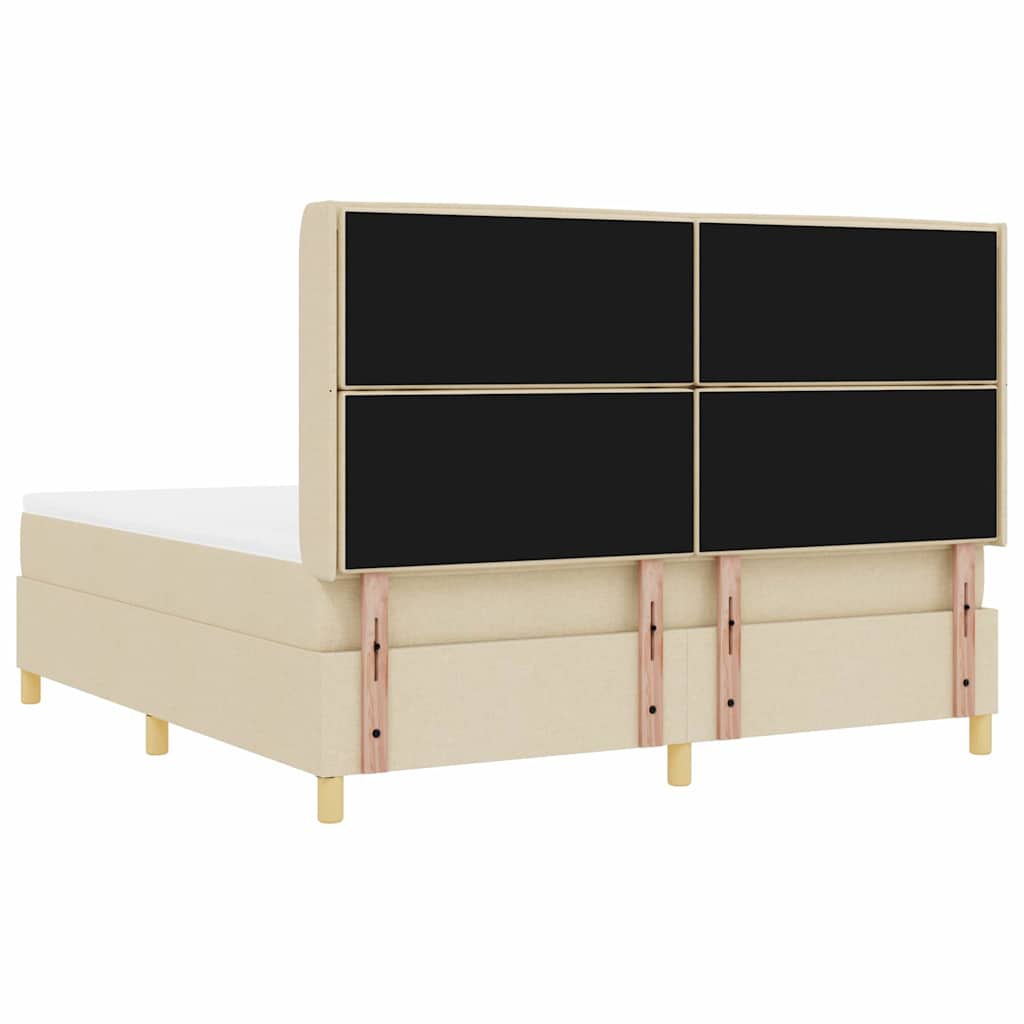 vidaXL Łóżko sprężynowe z materacem Kremowy 180 x 200 cm tkanina