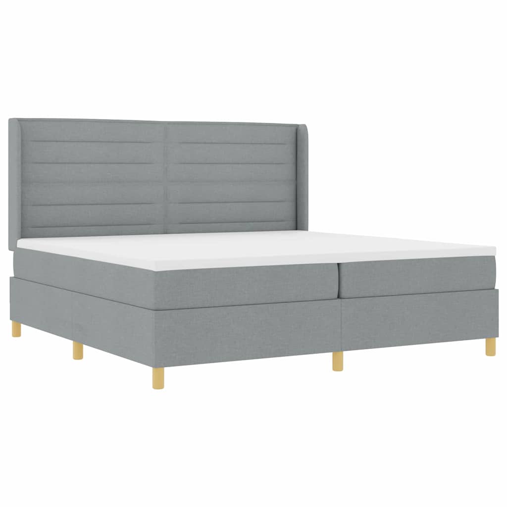vidaXL Łóżko sprężynowe z materacem Jasnoszary 200 x 200 cm tkanina