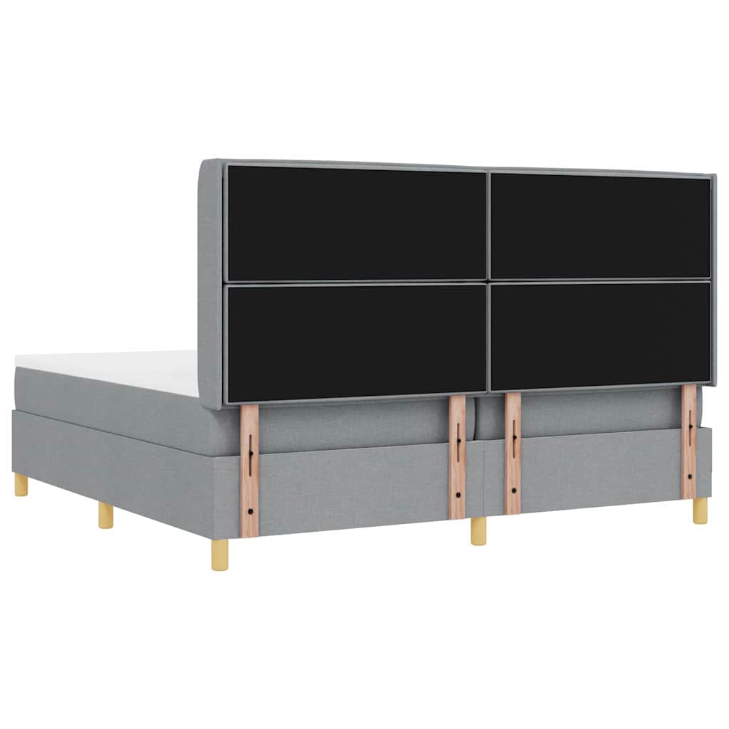 vidaXL Łóżko sprężynowe z materacem Jasnoszary 200 x 200 cm tkanina