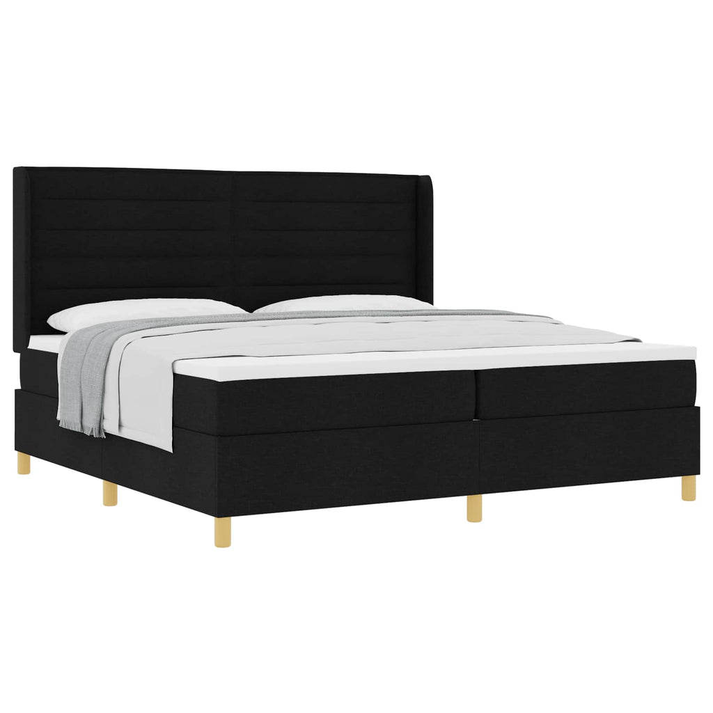 vidaXL Łóżko sprężynowe z materacem Czarny 200 x 200 cm tkanina