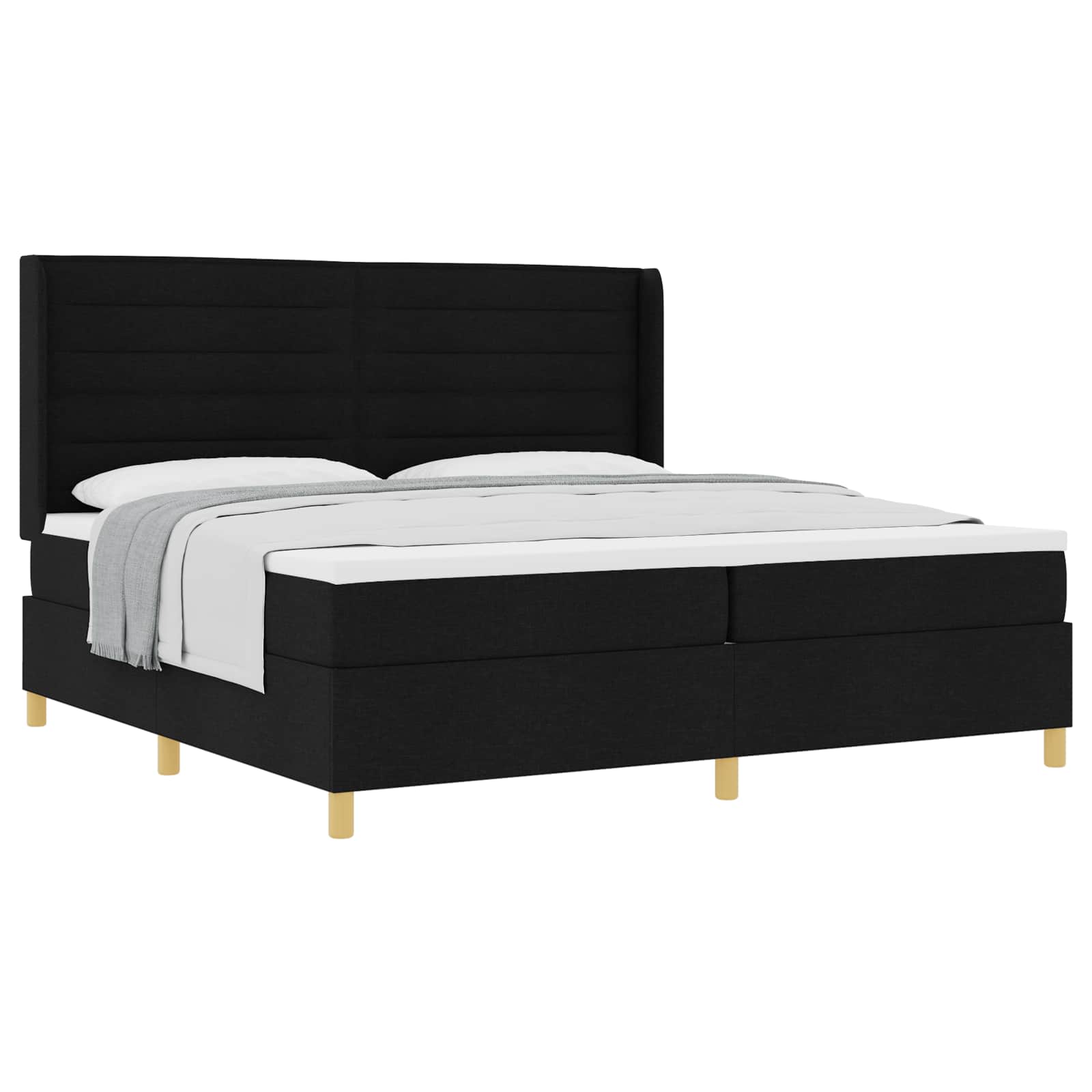 vidaXL Łóżko sprężynowe z materacem Czarny 200 x 200 cm tkanina