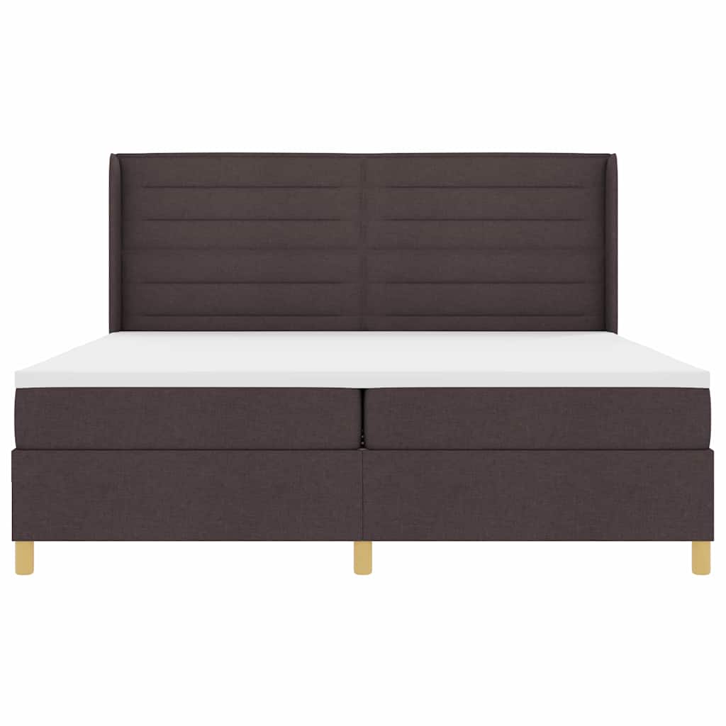 vidaXL Łóżko sprężynowe z materacem Ciemny brąz 200 x 200 cm tkanina