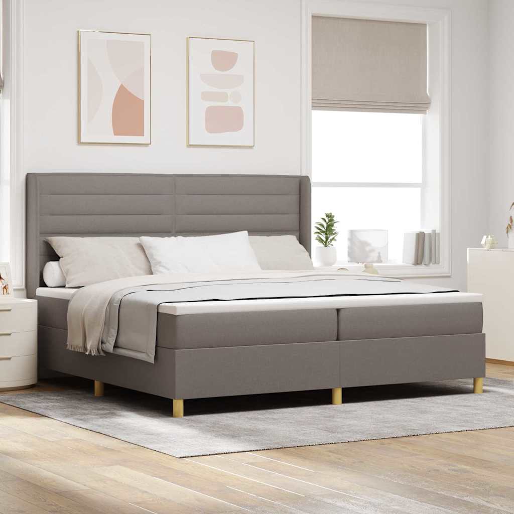 vidaXL Łóżko sprężynowe z materacem Ciemnoszary 200 x 200 cm tkanina