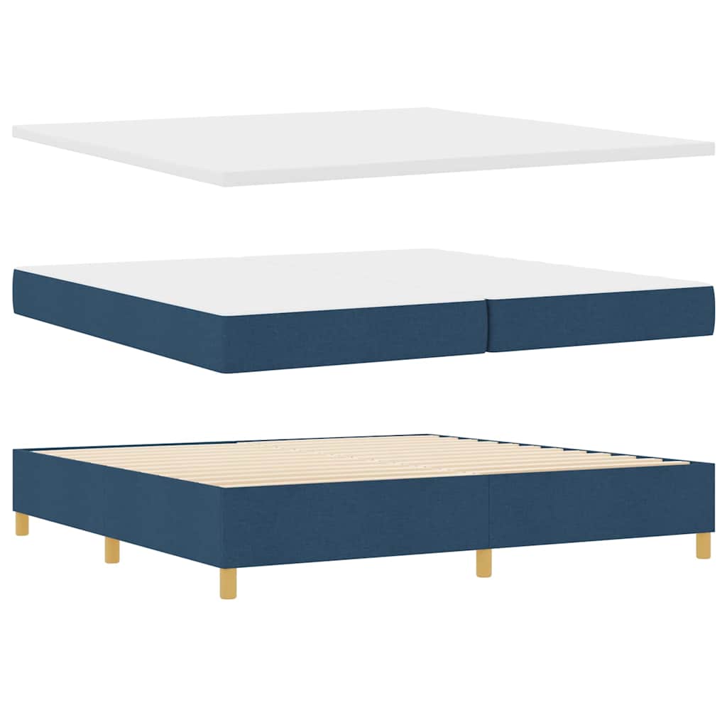 vidaXL Łóżko sprężynowe z materacem Niebieski 200 x 200 cm tkanina