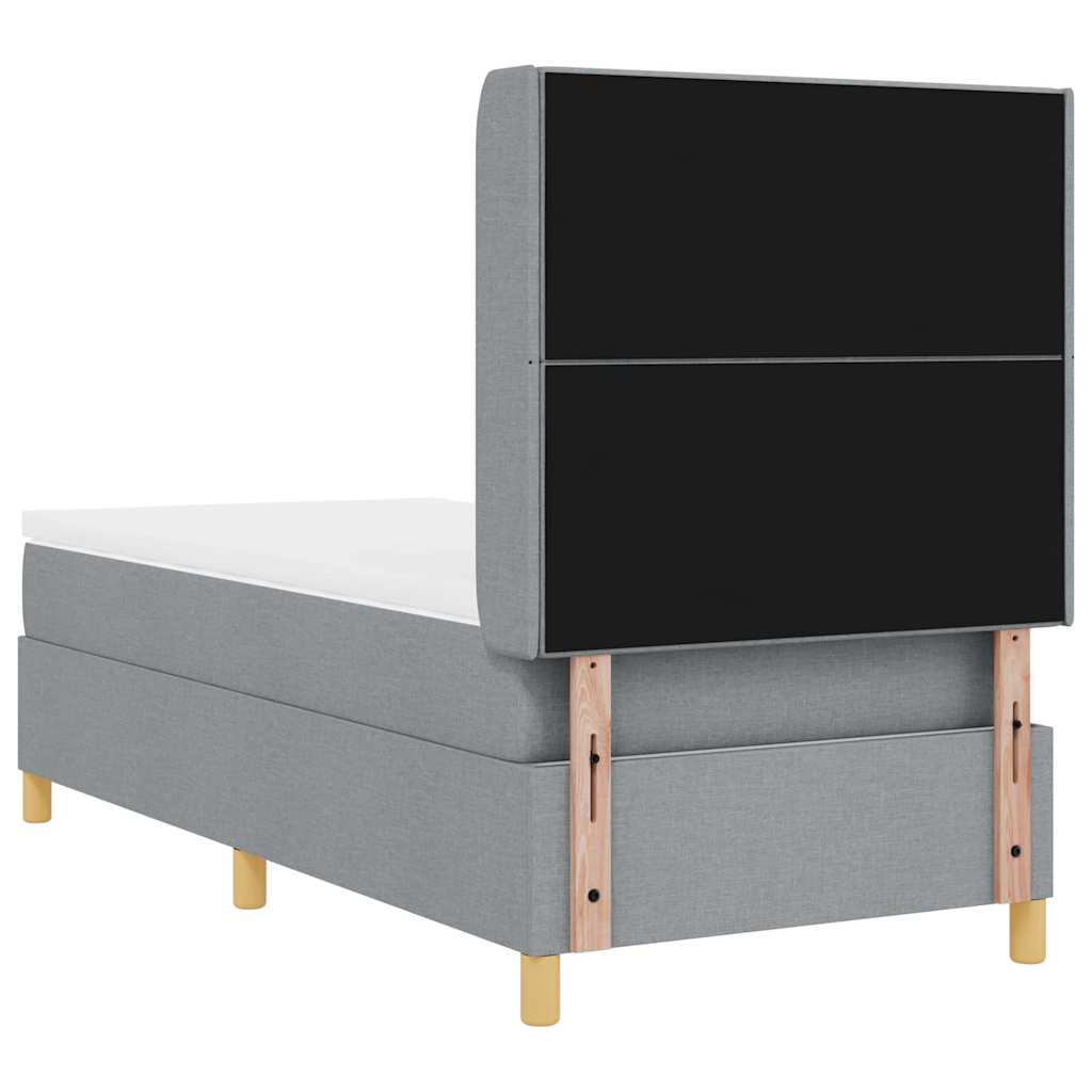 vidaXL Łóżko sprężynowe Z zagłówkiem Jasnoszary 100 x 200 cm tkanina