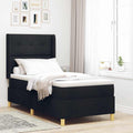 vidaXL Łóżko sprężynowe Z zagłówkiem Czarny 100 x 200 cm tkanina