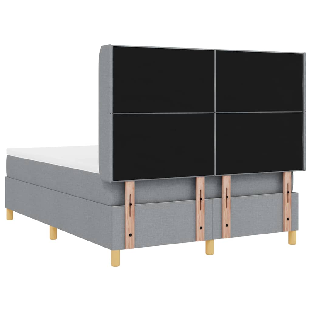 vidaXL Łóżko sprężynowe z materacem Jasnoszary 140 x 190 cm tkanina