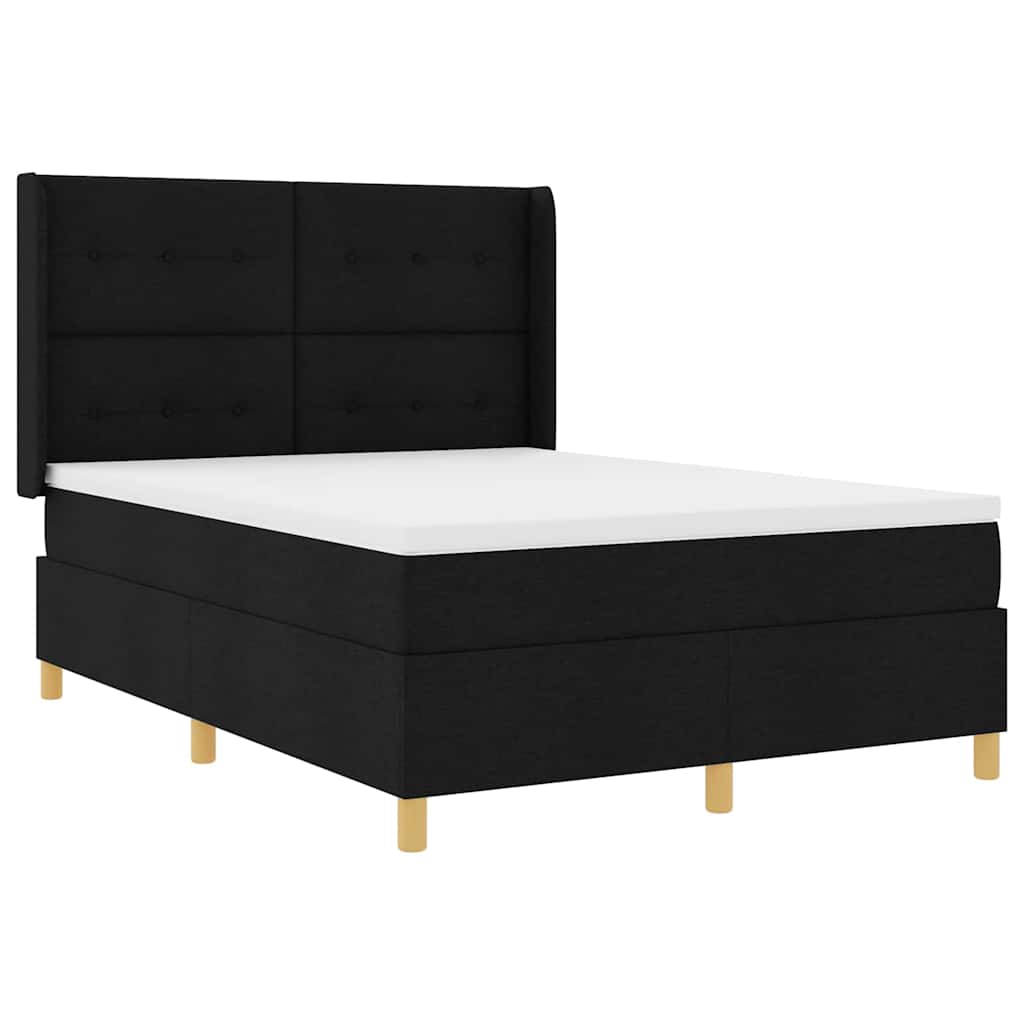vidaXL Łóżko sprężynowe z materacem Czarny 140 x 190 cm tkanina
