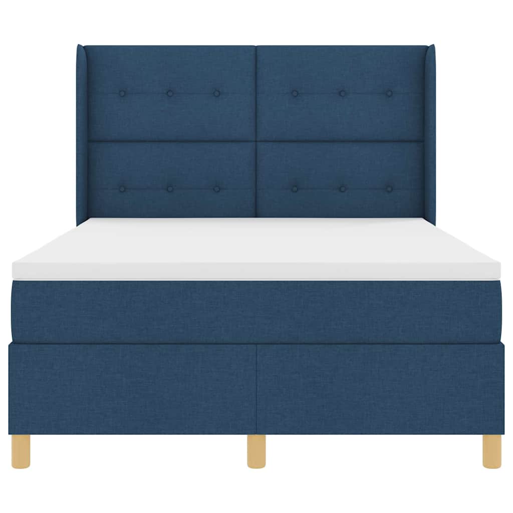 vidaXL Łóżko sprężynowe z materacem Niebieski 140 x 190 cm tkanina