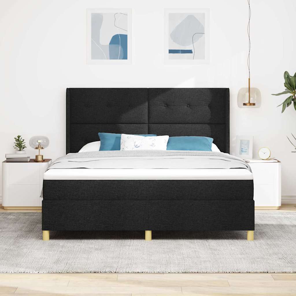 vidaXL Łóżko sprężynowe z materacem Czarny 180 x 200 cm tkanina