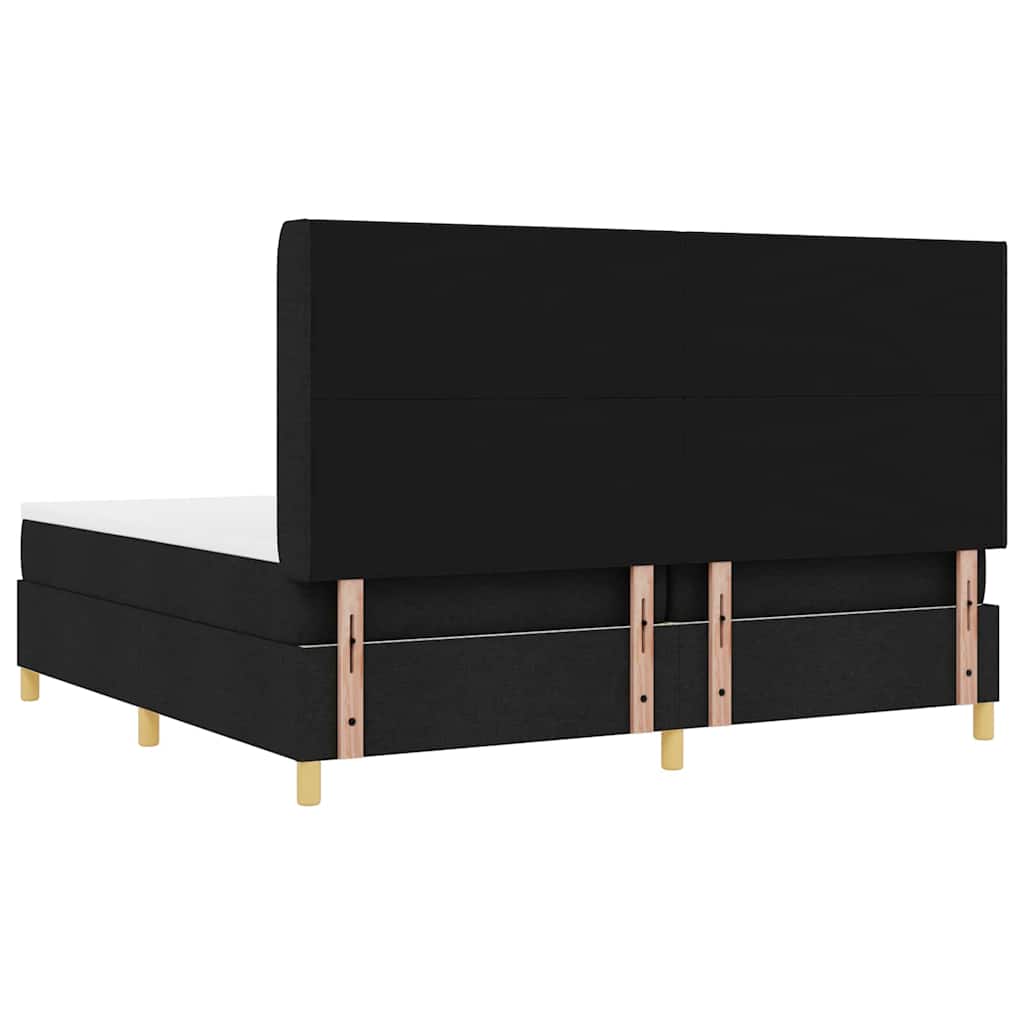 vidaXL Łóżko sprężynowe Z zagłówkiem Czarny 200 x 200 cm tkanina
