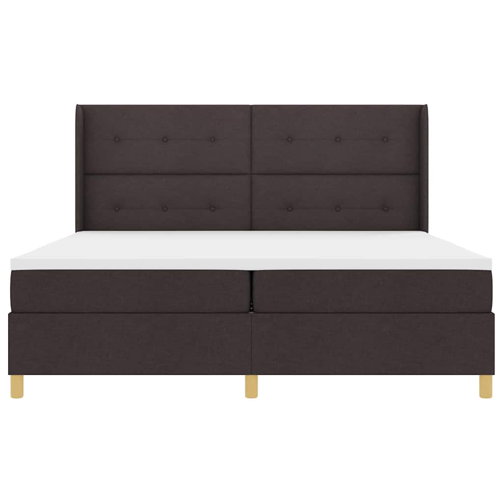 vidaXL Łóżko sprężynowe Z zagłówkiem Ciemny brąz 200 x 200 cm tkanina