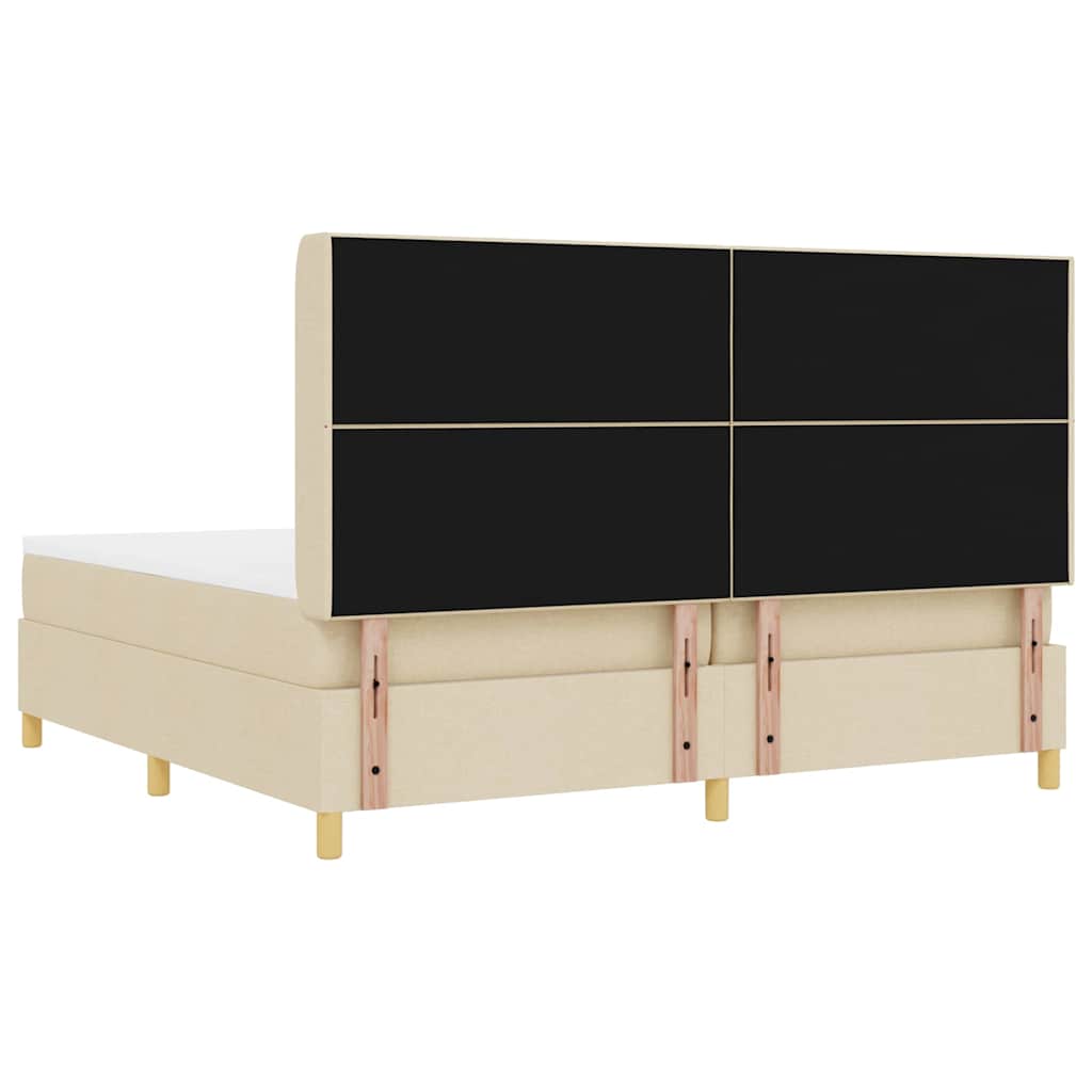 vidaXL Łóżko sprężynowe z materacem Kremowy 200 x 200 cm tkanina
