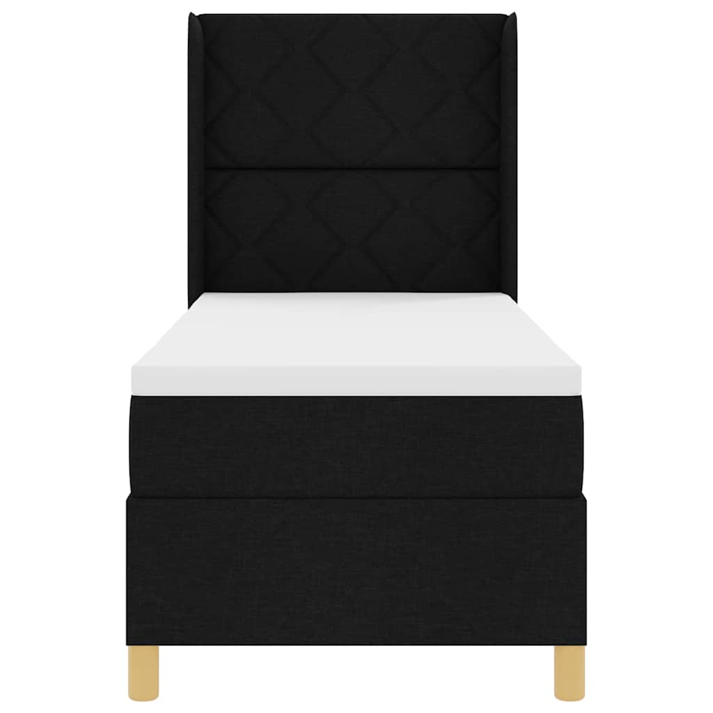 vidaXL Łóżko sprężynowe Z zagłówkiem Czarny 80 x 200 cm tkanina