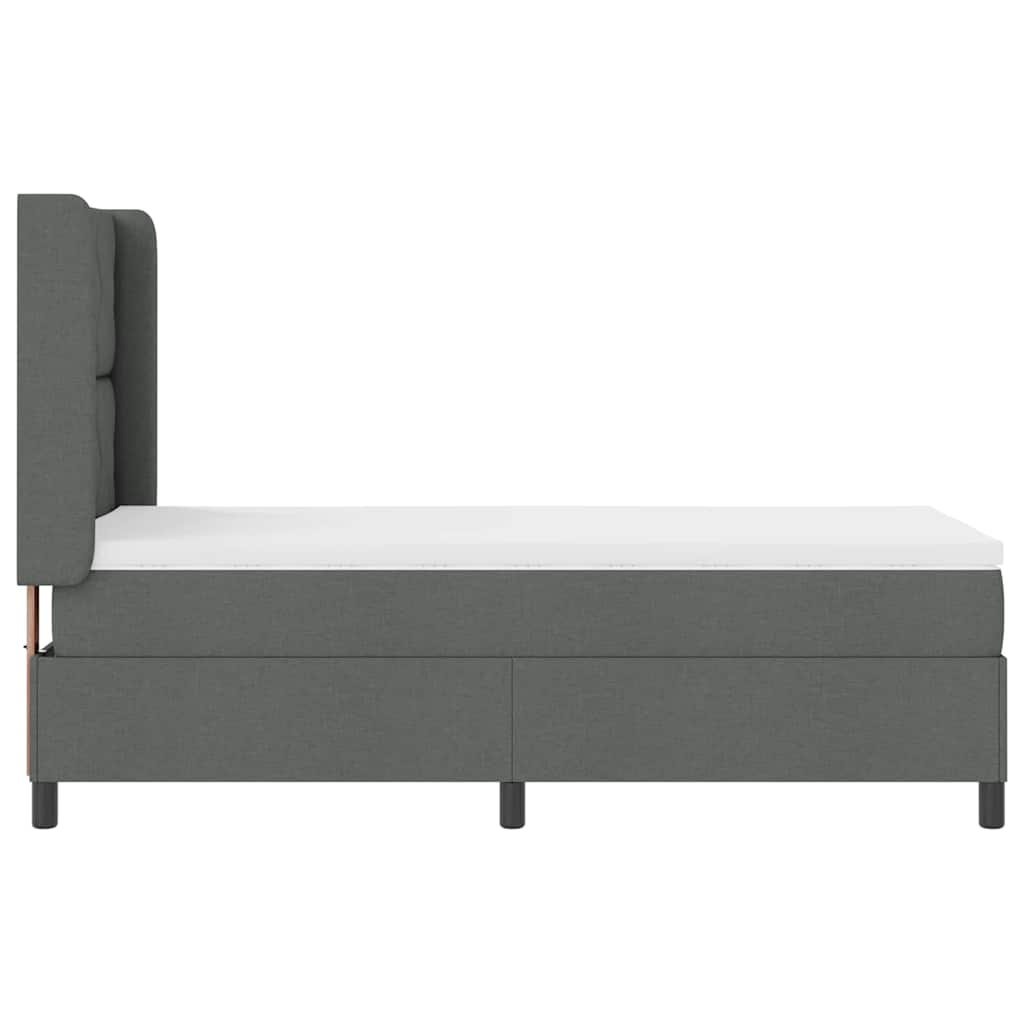 vidaXL Łóżko sprężynowe Z zagłówkiem Ciemnoszary 90 x 200 cm tkanina