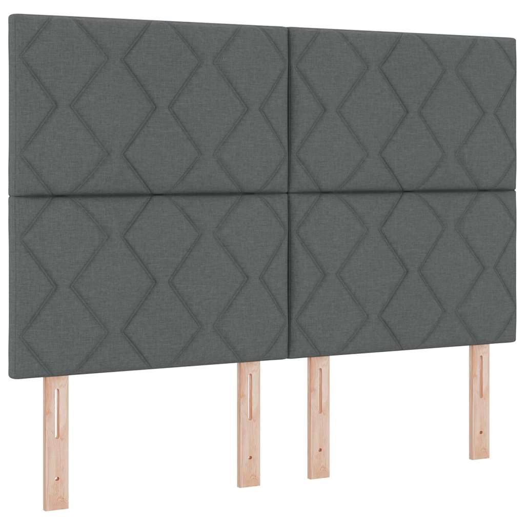 vidaXL Łóżko sprężynowe Z zagłówkiem Ciemnoszary 140 x 190 cm tkanina
