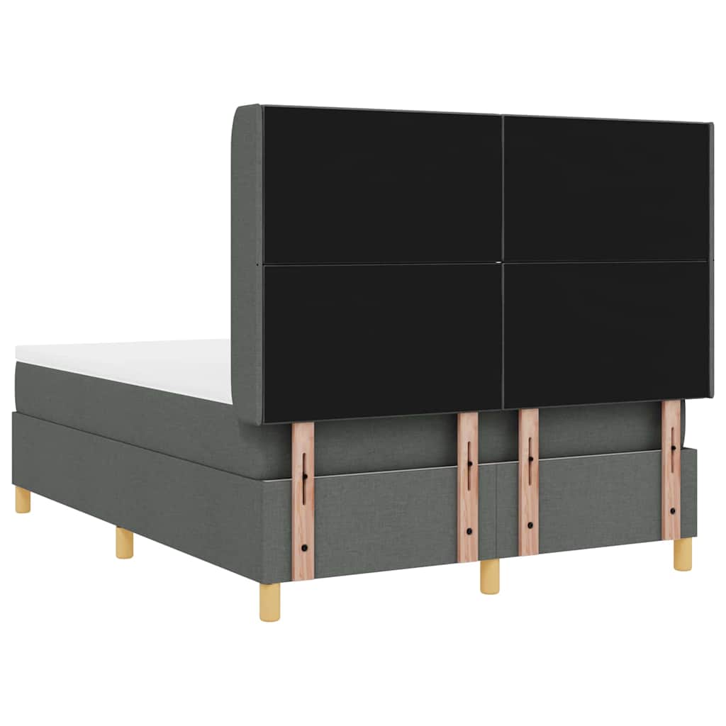 vidaXL Łóżko sprężynowe Z zagłówkiem Ciemnoszary 140 x 190 cm tkanina