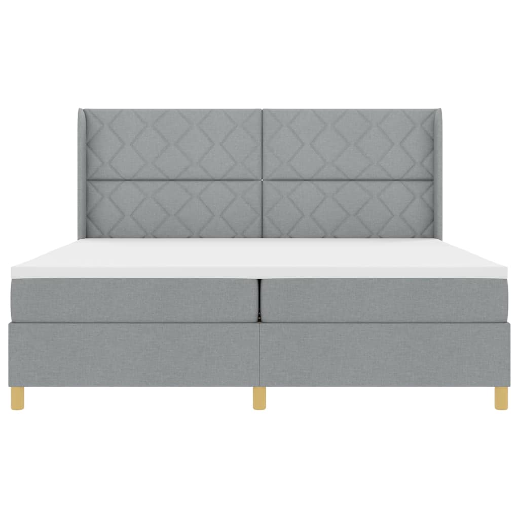 vidaXL Łóżko sprężynowe z materacem Jasnoszary 200 x 200 cm tkanina