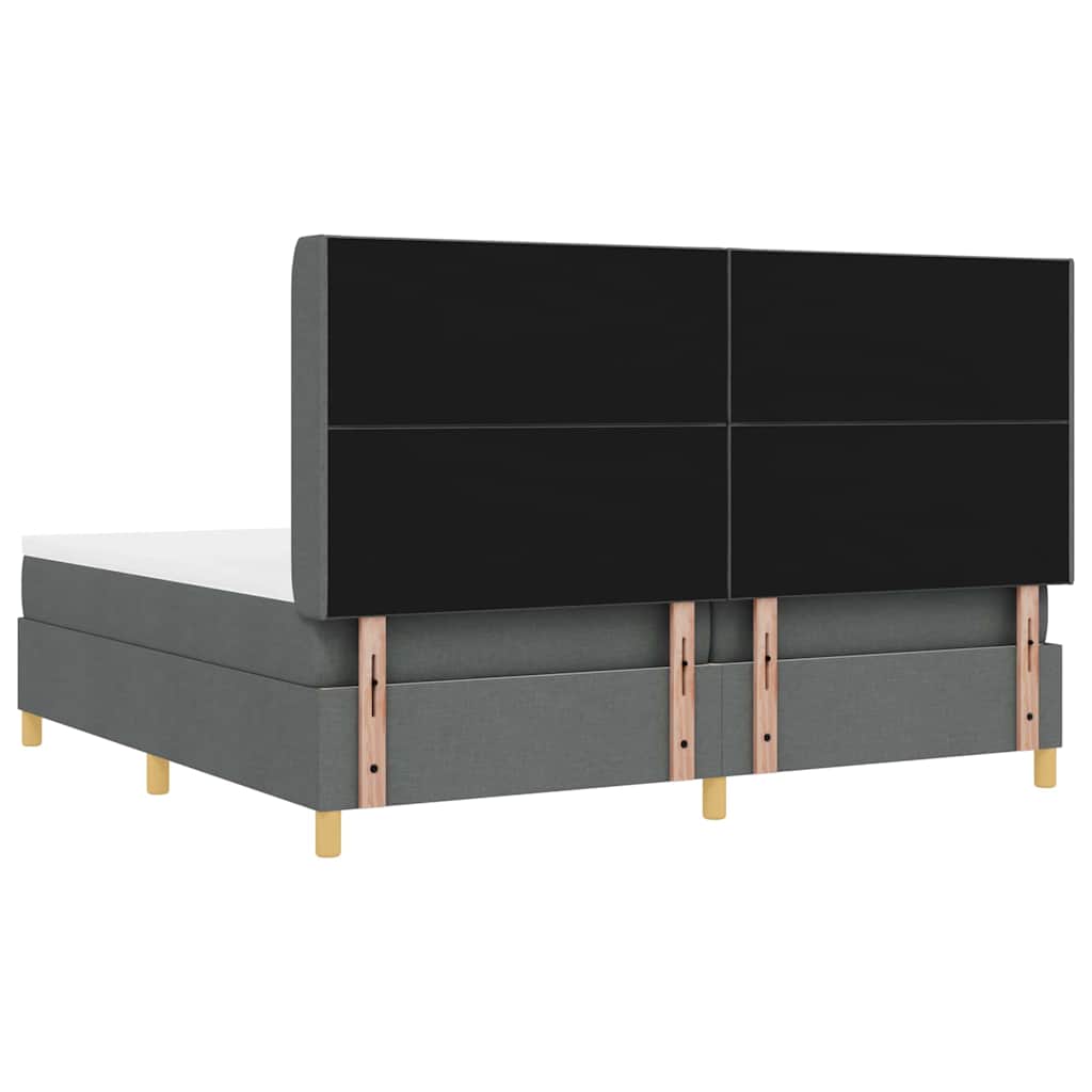 vidaXL Łóżko sprężynowe Z zagłówkiem Ciemnoszary 200 x 200 cm tkanina