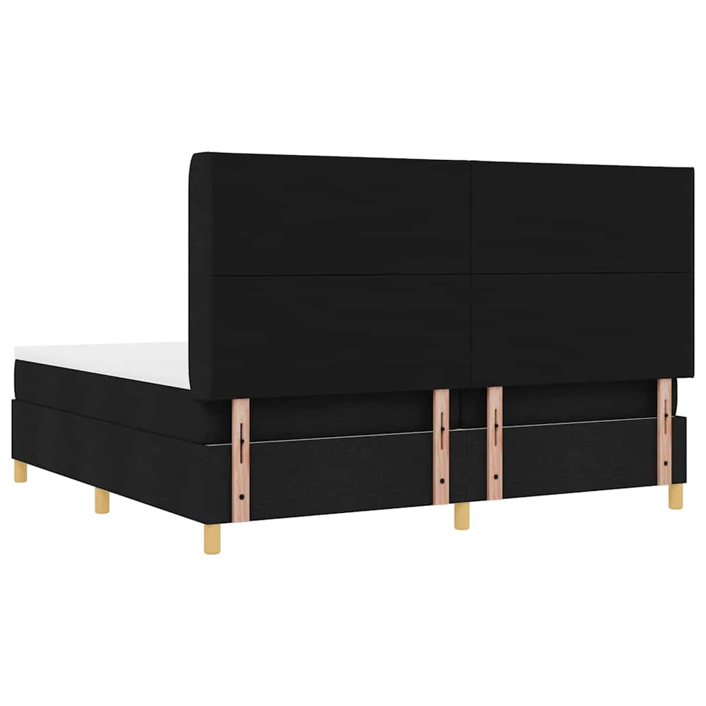 vidaXL Łóżko sprężynowe z materacem Czarny 200 x 200 cm tkanina
