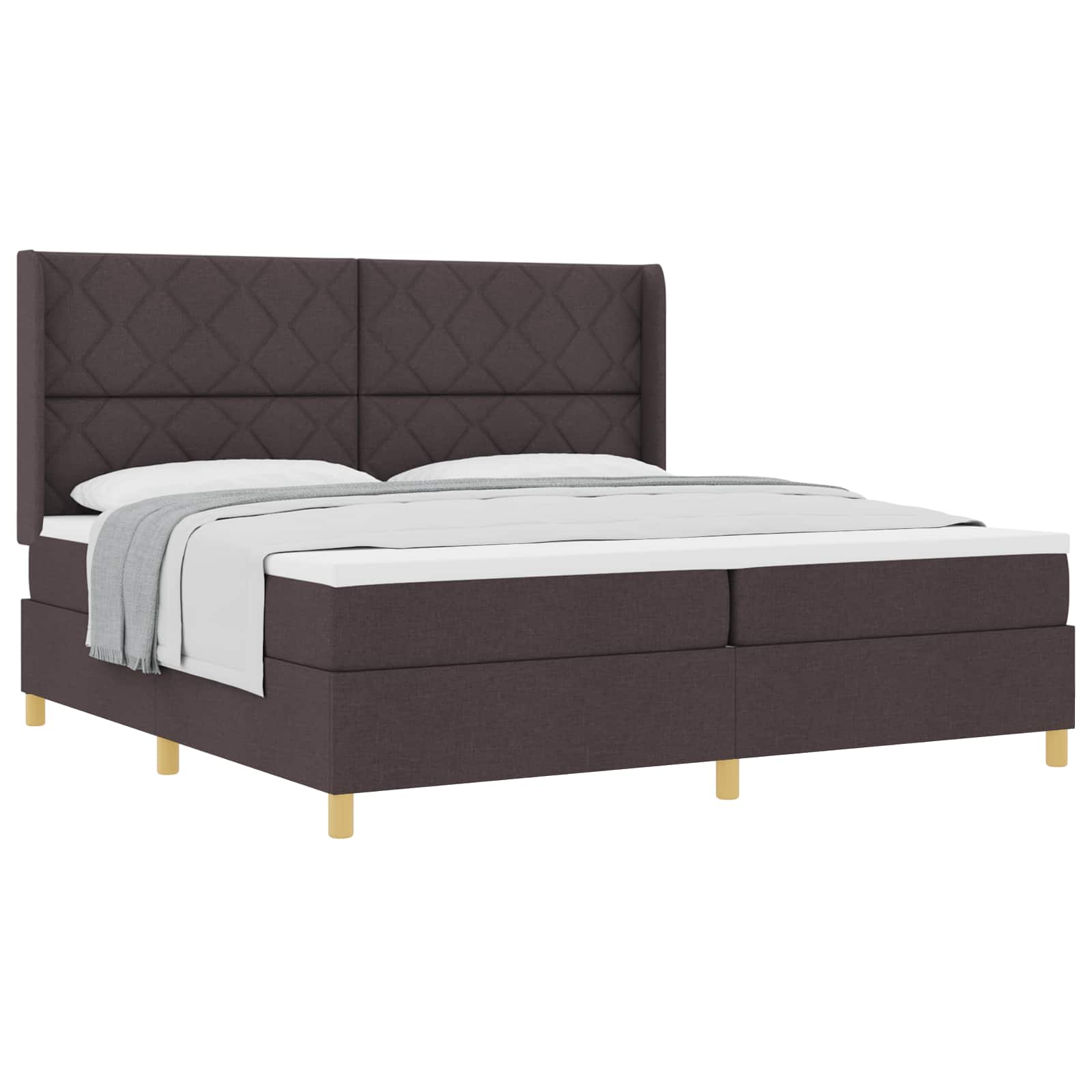 vidaXL Łóżko sprężynowe z materacem Ciemny brąz 200 x 200 cm tkanina
