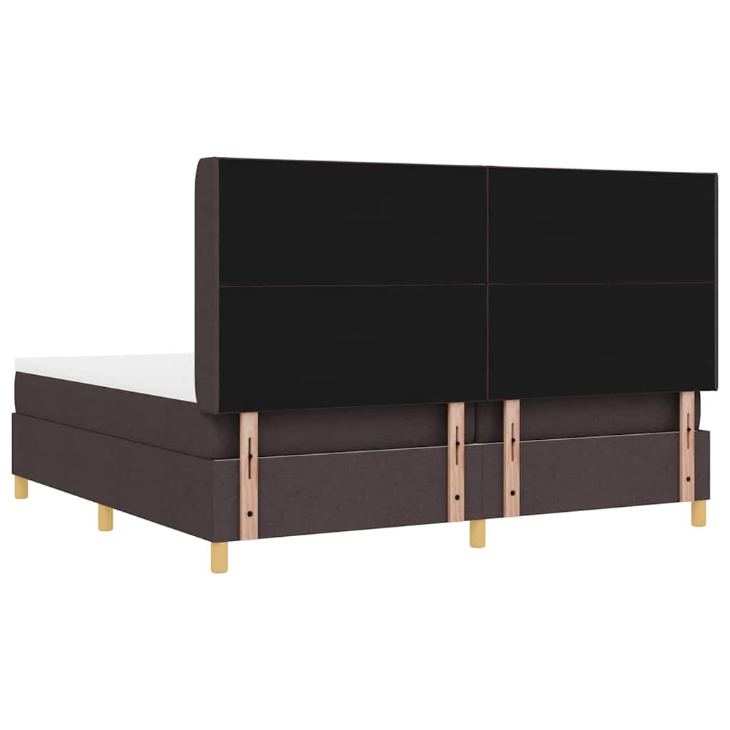 vidaXL Łóżko sprężynowe z materacem Ciemny brąz 200 x 200 cm tkanina