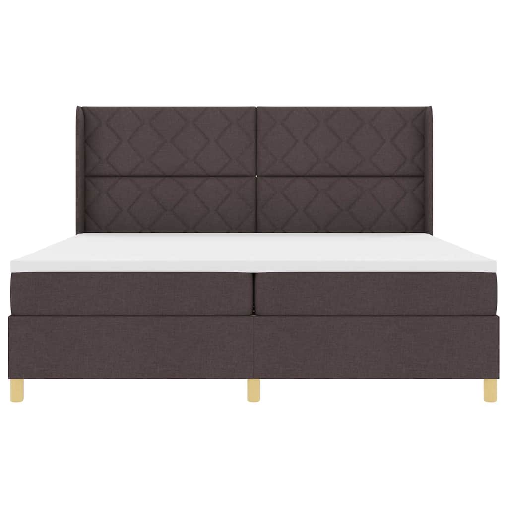vidaXL Łóżko sprężynowe z materacem Ciemny brąz 200 x 200 cm tkanina
