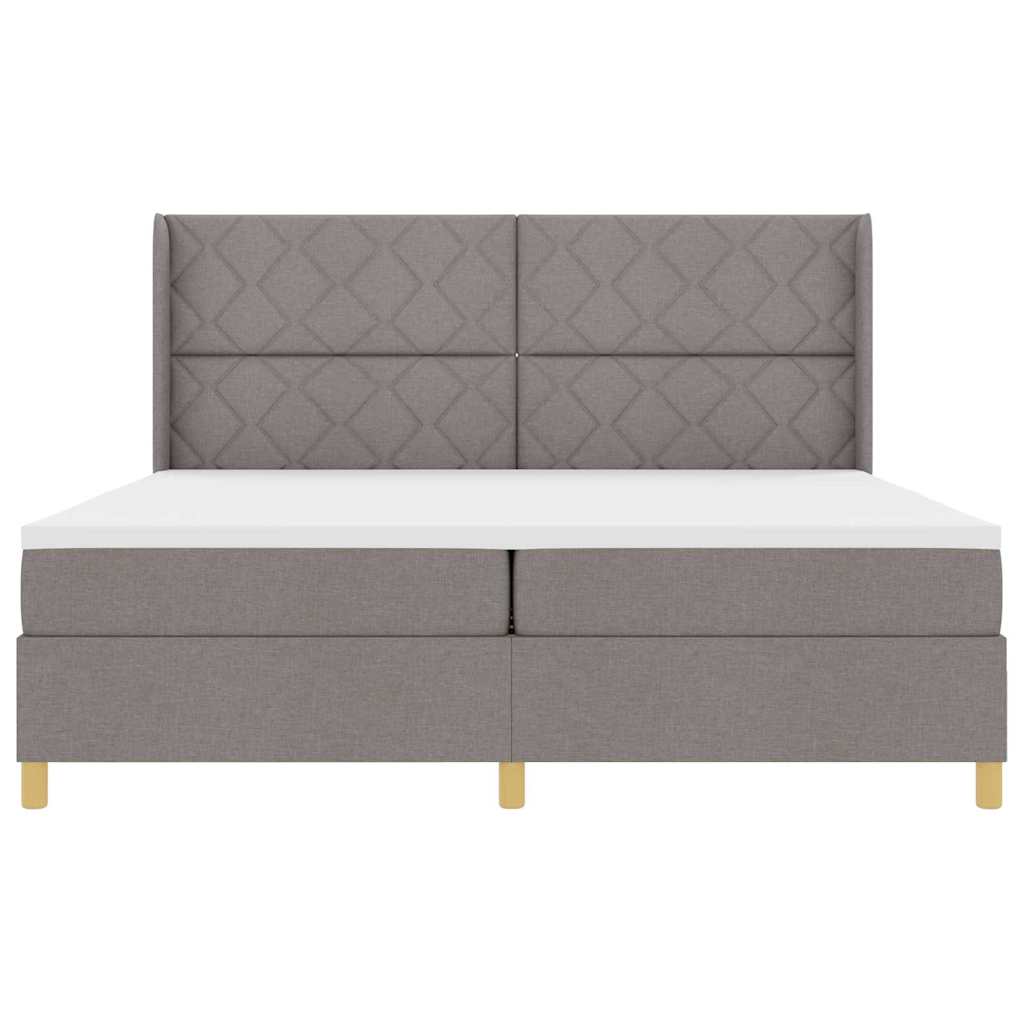vidaXL Łóżko sprężynowe Z zagłówkiem Ciemnoszary 200 x 200 cm tkanina