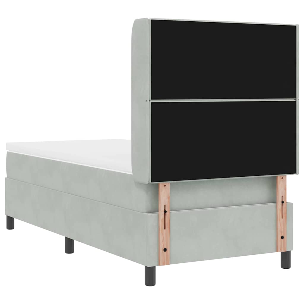 vidaXL Łóżko sprężynowe z materacem Jasnoszary 90 x 200 cm Aksamit