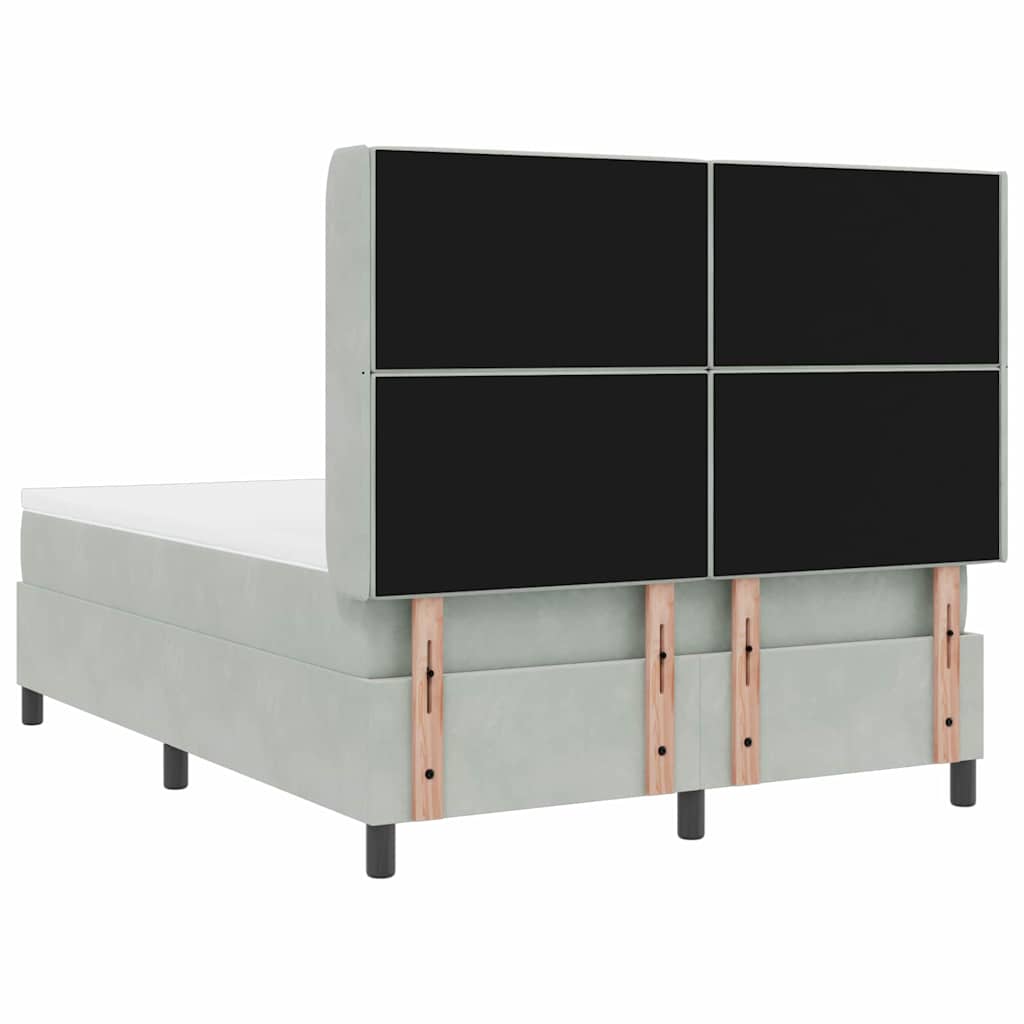 vidaXL Łóżko sprężynowe z materacem Jasnoszary 160 x 200 cm Aksamit