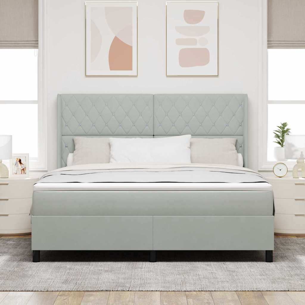 vidaXL Łóżko sprężynowe z materacem Jasnoszary 180 x 200 cm Aksamit