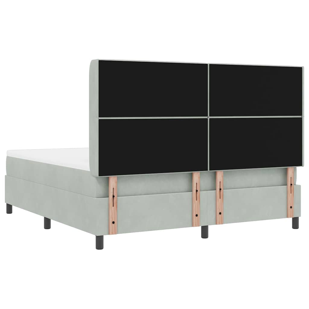 vidaXL Łóżko sprężynowe z materacem Jasnoszary 180 x 200 cm Aksamit