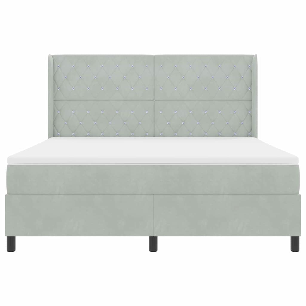 vidaXL Łóżko sprężynowe z materacem Jasnoszary 180 x 200 cm Aksamit