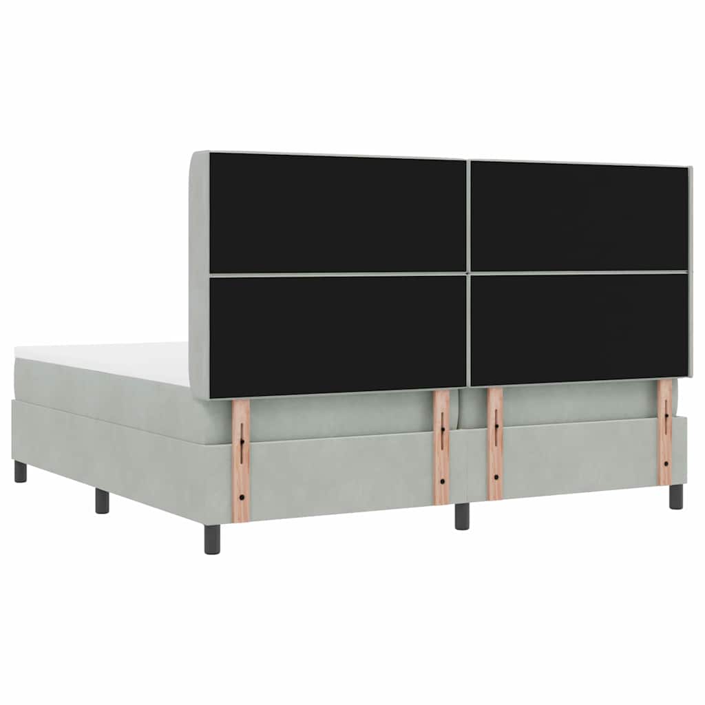 vidaXL Łóżko sprężynowe z materacem Jasnoszary 200 x 200 cm Aksamit