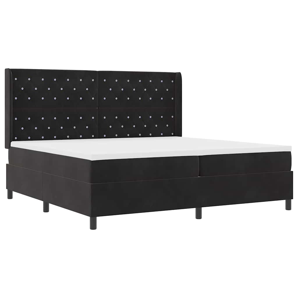vidaXL Łóżko sprężynowe z materacem Czarny 200 x 200 cm Aksamit