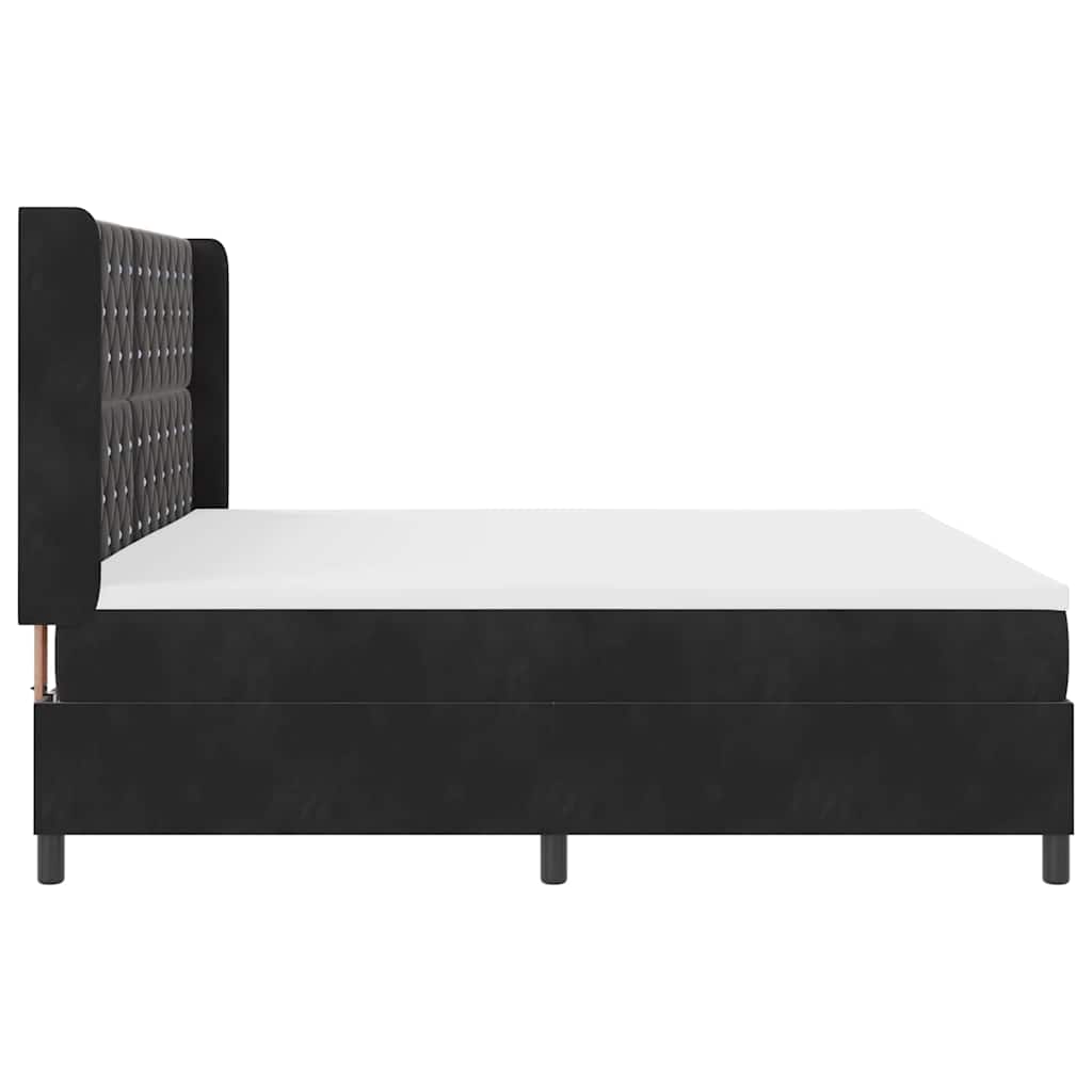 vidaXL Łóżko sprężynowe z materacem Czarny 200 x 200 cm Aksamit