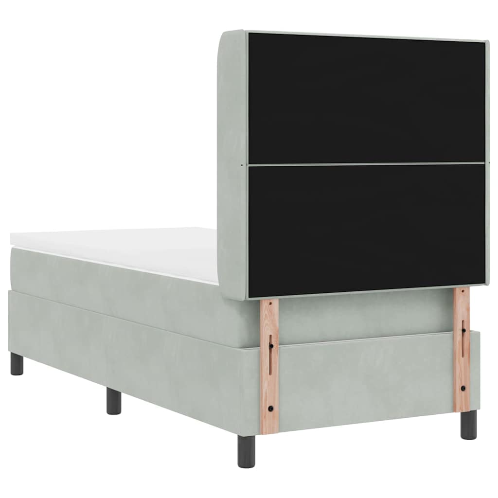 vidaXL Łóżko sprężynowe z materacem Jasnoszary 90 x 200 cm Aksamit