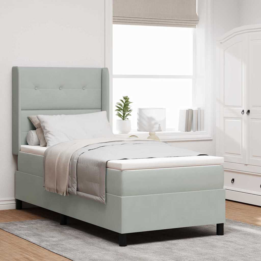 vidaXL Łóżko sprężynowe z materacem Jasnoszary 100 x 200 cm Aksamit