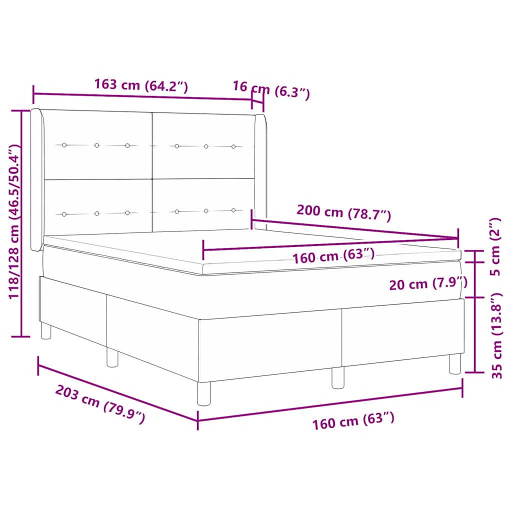 vidaXL Łóżko sprężynowe Ciemna zieleń 160 x 200 cm Aksamit