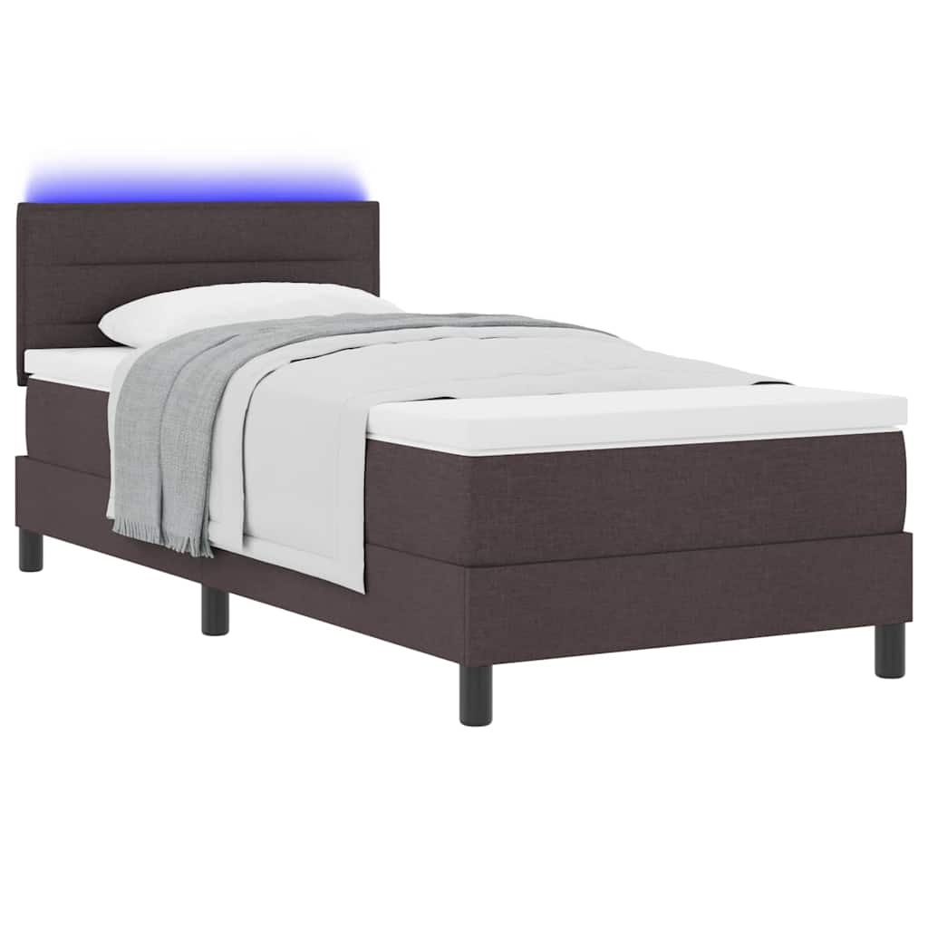 vidaXL Łóżko sprężynowe z materacem Ciemny brąz 90 x 200 cm tkanina