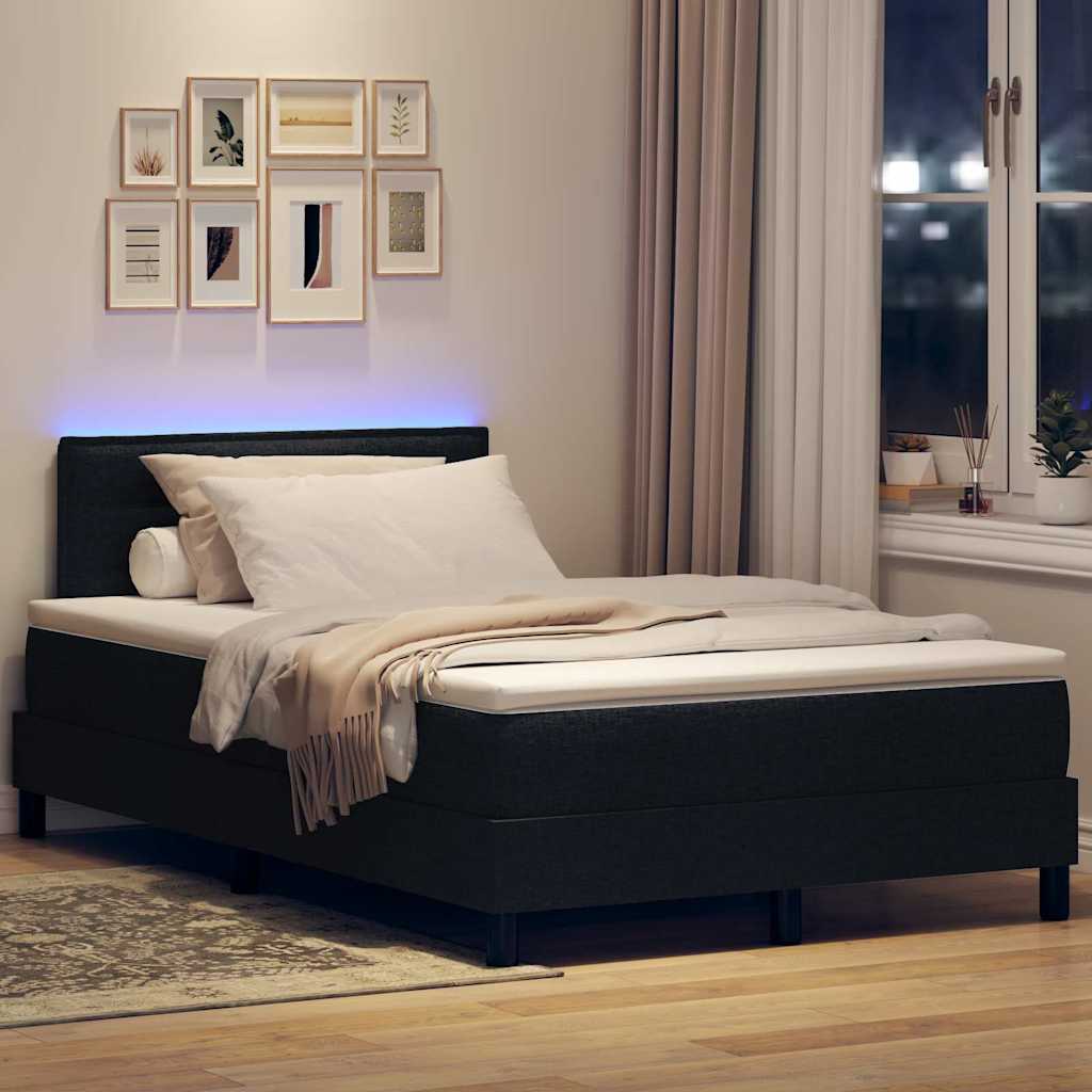 vidaXL Łóżko sprężynowe z materacem z LED Czarny 120 x 190 cm tkanina