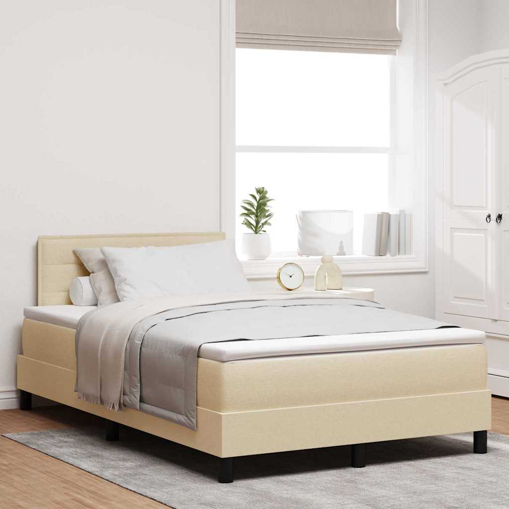vidaXL Łóżko sprężynowe z materacem z LED Kremowy 120 x 190 cm tkanina