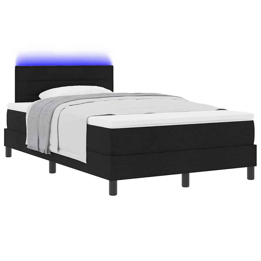 vidaXL Łóżko sprężynowe z materacem z LED Czarny 120 x 200 cm tkanina