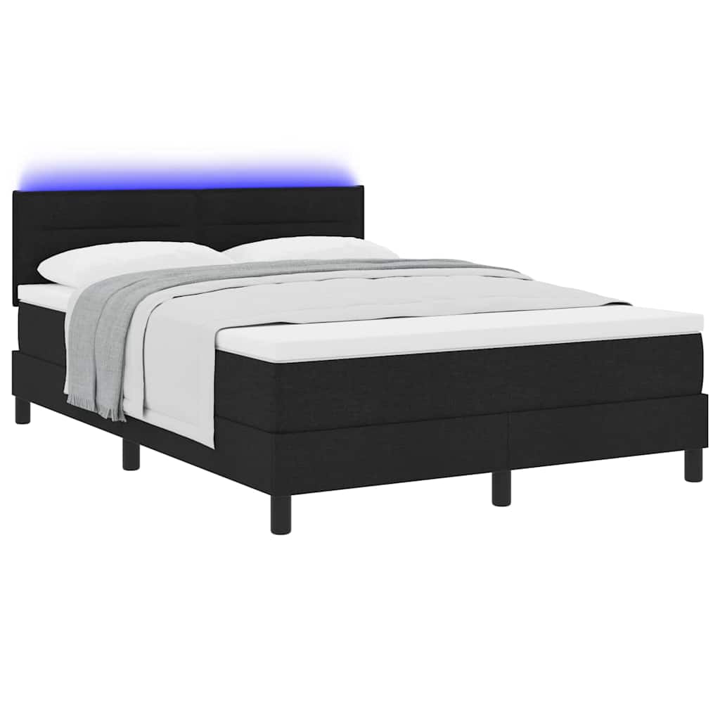 vidaXL Łóżko sprężynowe z materacem z LED Czarny 160 x 200 cm tkanina