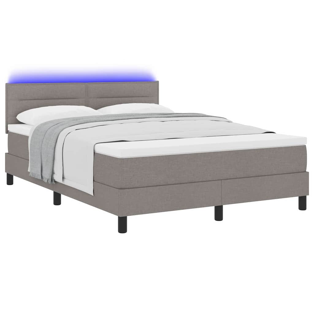vidaXL Łóżko sprężynowe z paskami LED Ciemnoszary 160 x 200 cm tkanina