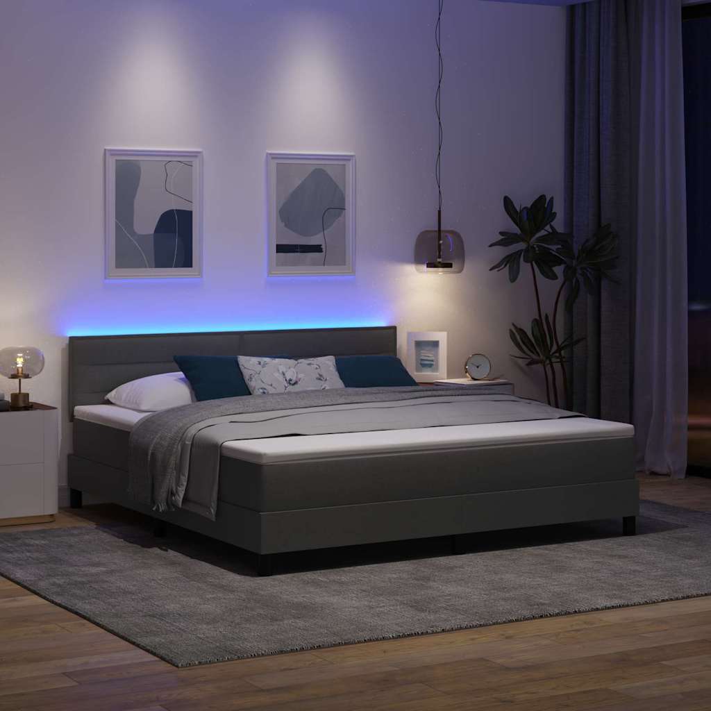 vidaXL Łóżko sprężynowe z materacem ciemno szary 180 x 200 cm tkanina