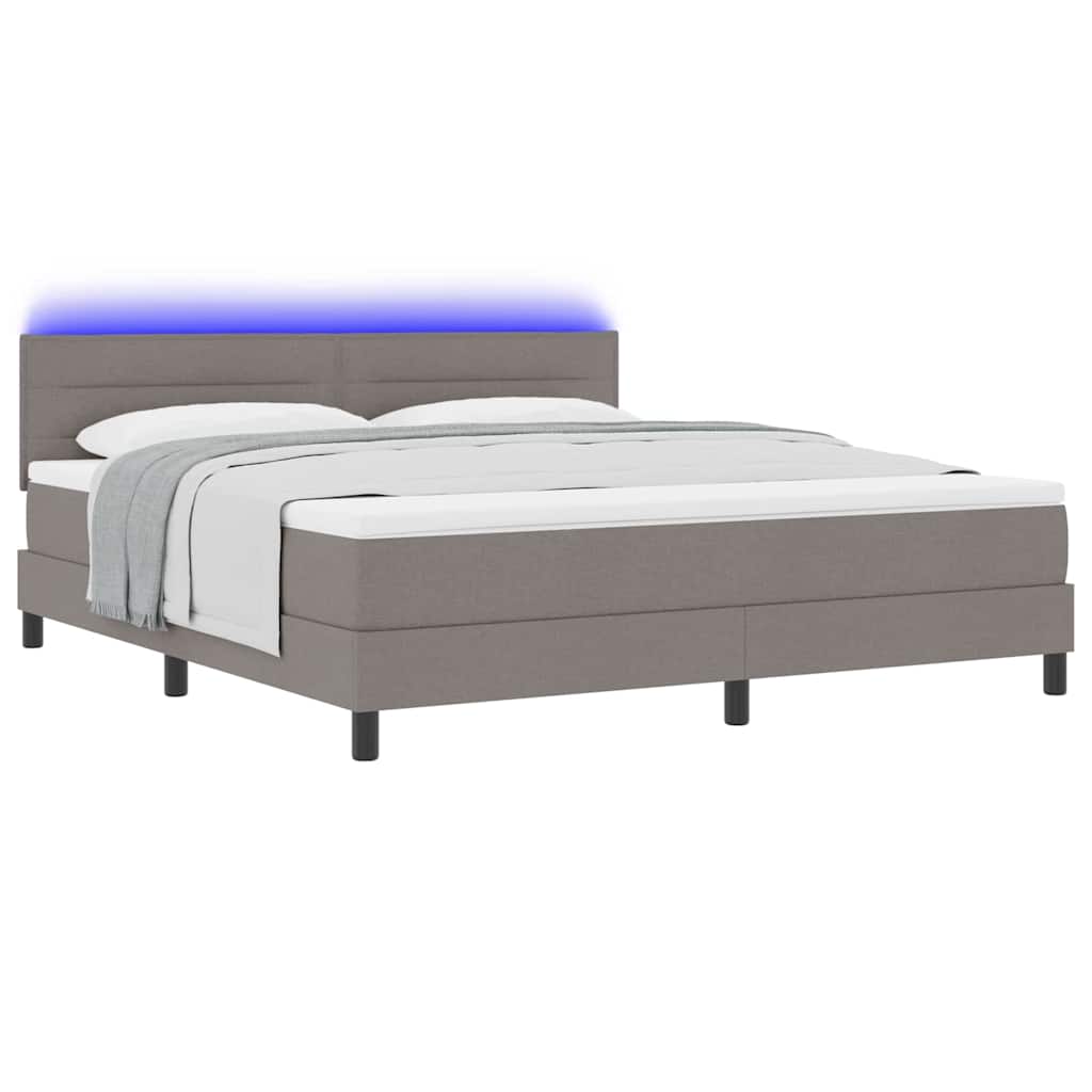 vidaXL Łóżko sprężynowe z paskami LED Ciemnoszary 180 x 200 cm tkanina