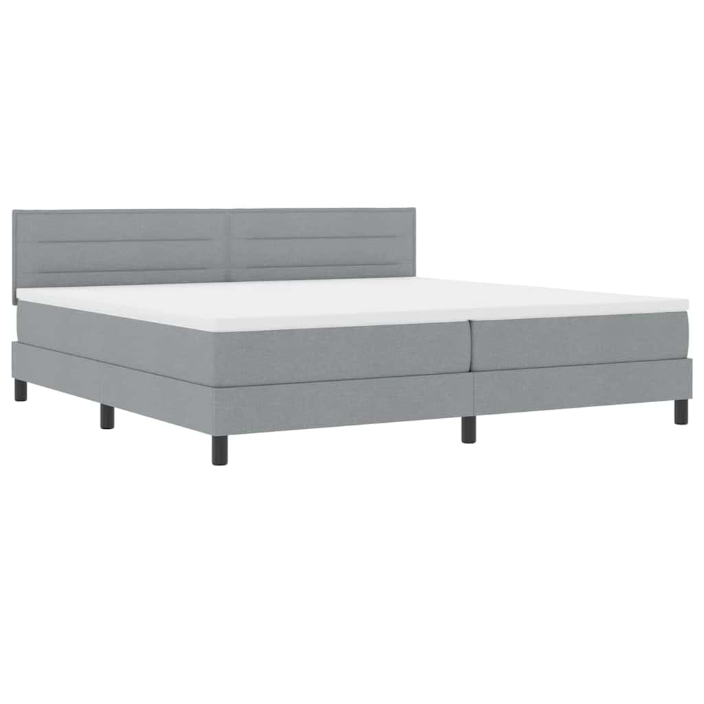 vidaXL Łóżko sprężynowe z materacem Jasnoszary 200 x 200 cm tkanina