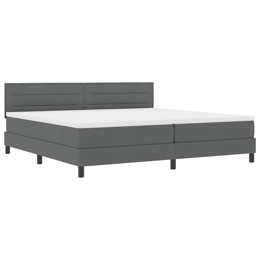 vidaXL Łóżko sprężynowe z materacem ciemno szary 200 x 200 cm tkanina